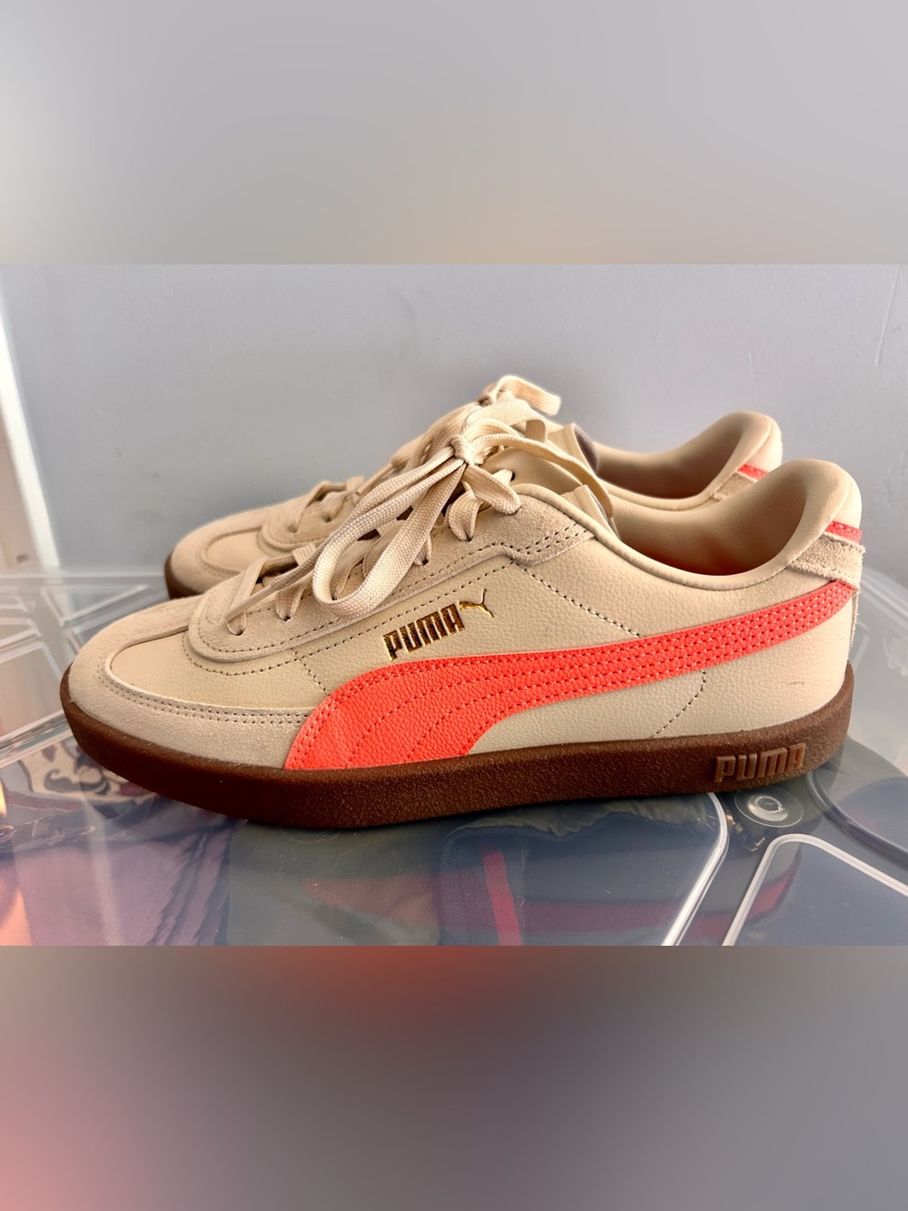 Puma Women’s Beige and Coral Sneakers